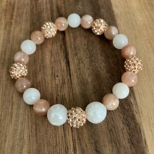 Handmade Beaded Bracelet w/ Sunstone and Plated Quartz